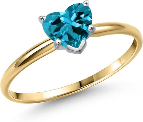 Gem Stone King Heart Shape Solitaire Engagement Ring For Women | 14K Yellow Gold | 5MM Heart Shape | Gemstone Birthstone | Wedding Anniversary Promise Gold Ring for Women | Available In Size 5-9 in Saudi Arabia
