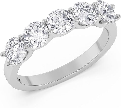 TANACHE 1-3 Carat LAB-GROWN Diamond 5 Stone Ring for Women in 14K Gold Or Platinum, EF-VS Clarity, 4 Prong Round Brilliant Diamond Rings, Elegant Anniversary or Bridal Jewelry Gift in Saudi Arabia