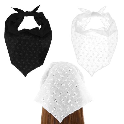 Headscarf for Women's Hair - Black Bandana Headband Scarf Head Scarf Hair Accessories for Women - Soft Cotton in Kuwait