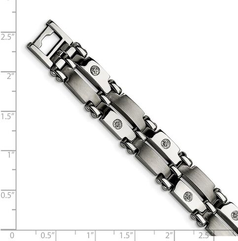 Solid Stainless Steel 14k White Gold Accents and Diamonds 8.5in Bracelet 8.5" (.05 cttw.) in Saudi Arabia