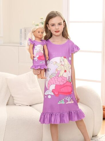 فستان فتاة الأحلام من Bow Dream Girl لطيف ومتوافق مع إكسسوارات ملابس دمية American Girl للفتيات وحفلات أعياد الميلاد وحورية البحر الأرجوانية in Saudi Arabia