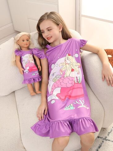 فستان فتاة الأحلام من Bow Dream Girl لطيف ومتوافق مع إكسسوارات ملابس دمية American Girl للفتيات وحفلات أعياد الميلاد وحورية البحر الأرجوانية in Saudi Arabia