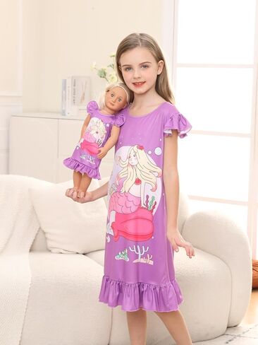فستان فتاة الأحلام من Bow Dream Girl لطيف ومتوافق مع إكسسوارات ملابس دمية American Girl للفتيات وحفلات أعياد الميلاد وحورية البحر الأرجوانية in Saudi Arabia