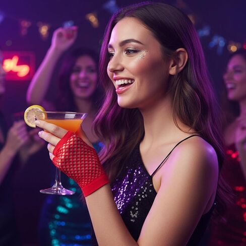 10 أزواج من قفازات شبكة صيد السمك الملونة النيون بدون أصابع، قفازات شبكية قصيرة لشبكة السمك في الثمانينيات والتسعينيات للنساء، متعددة الألوان متنوعة من قفازات شبكية السمك، إكسسوارات تنكرية لحفلات الهالوين التنكرية in Kuwait