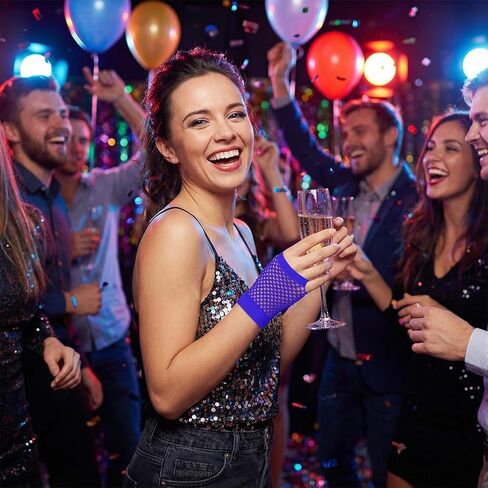 10 أزواج من قفازات شبكة صيد السمك الملونة النيون بدون أصابع، قفازات شبكية قصيرة لشبكة السمك في الثمانينيات والتسعينيات للنساء، متعددة الألوان متنوعة من قفازات شبكية السمك، إكسسوارات تنكرية لحفلات الهالوين التنكرية in Kuwait