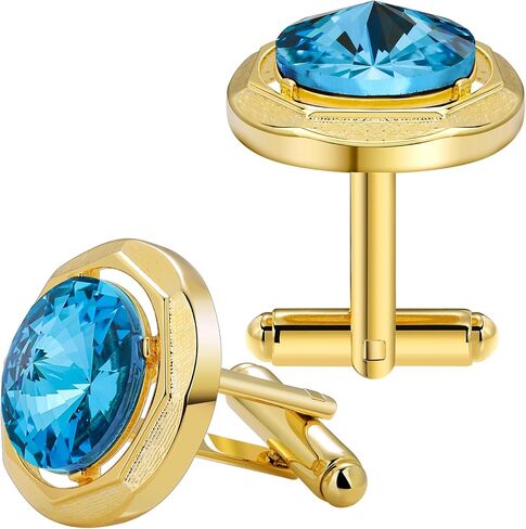 أزرار أكمام ذهبية للرجال، أزرار أكمام كريستال TAIGRAMA للرجال وصلة أكمام نحاسية لحفلات الزفاف هدية عيد ميلاد للعريس والأب والزوج وصديقها in Kuwait