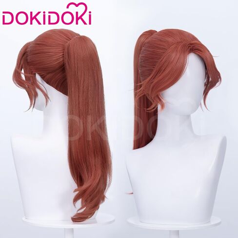 KIRA KIRA Anime Game Long Curly Red Wig 50cm Ponytail Cosplay Wig for Halloween Cosplay in Saudi Arabia