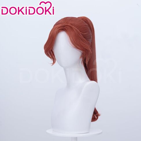 KIRA KIRA Anime Game Long Curly Red Wig 50cm Ponytail Cosplay Wig for Halloween Cosplay in Saudi Arabia