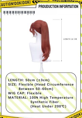 KIRA KIRA Anime Game Long Curly Red Wig 50cm Ponytail Cosplay Wig for Halloween Cosplay in Saudi Arabia