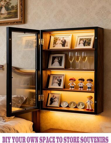 إطارات صناديق ظلال مقاس 11x16، صندوق ظلال كبير مع أرفف، علبة عرض صندوق ذاكرة عميقة مع رف متحرك لحفلات الزفاف التذكارية (أسود) in Kuwait