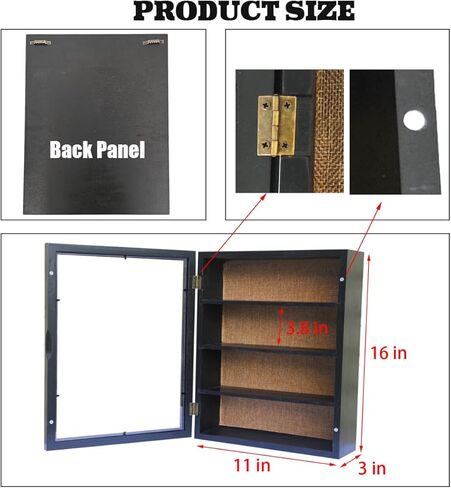 إطارات صناديق ظلال مقاس 11x16، صندوق ظلال كبير مع أرفف، علبة عرض صندوق ذاكرة عميقة مع رف متحرك لحفلات الزفاف التذكارية (أسود) in Kuwait