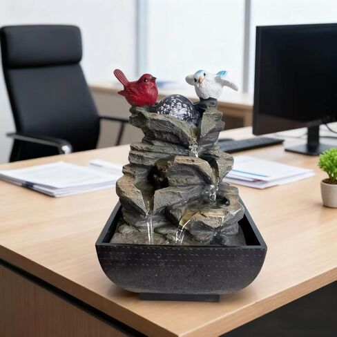 Indoor Water Fountain, Small Water Fountain Indoor, Indoor Water Feature with Desk Waterfall, Zen Table Top Fountains for Home Office Desk Decor, Mini Tabletop Fountains in Saudi Arabia
