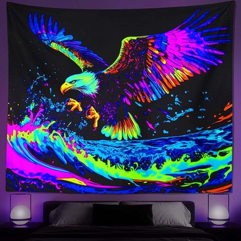 Butterfly Blacklight Tapestry UV Reactive - Glow in Dark Aesthetic Wall Hanging for Home Bedroom Decor - Great for Psychedelic Home Decoration 51 x 59 Inches in Saudi Arabia