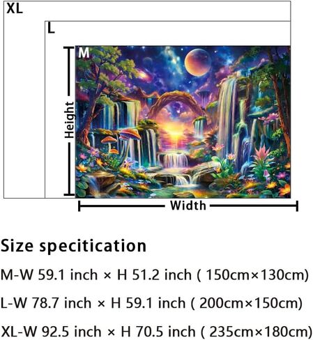 Huzuya Blacklight Fantasy Forest Tapestry Neon Waterfall Tapestries UV Reactive Galaxy Space Tapestry Colorful Floral Plants Tapestries Wall Hanging Backdrop Room Decor for Bedroom in Saudi Arabia
