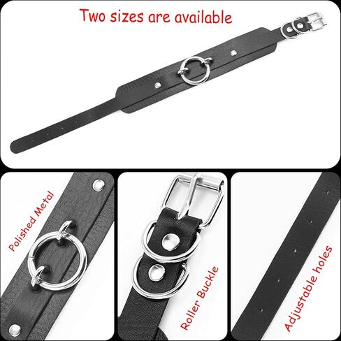 قلادة على شكل قلادة سوداء قوطية وياقة جلدية واسعة مع مقود سلاسل قابلة للفصل لأزياء الهالوين الشريرة، قابلة للتعديل 16-20 بوصة in Kuwait