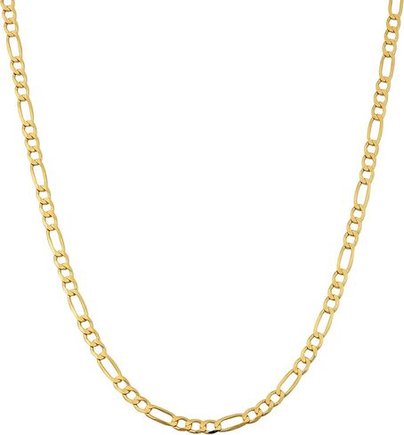 Kooljewelry 10k الذهب الأصفر 3.3 ملم عالية البولندية مقعرة فيجارو ربط سلسلة قلادة in Saudi Arabia