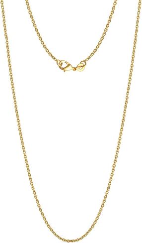 Womens 14K Gold-Plated Chain Necklace | Lightweight Italian Cable Chain Necklace for Women 1.5MM, 1.2MM Jewelry in Saudi Arabia