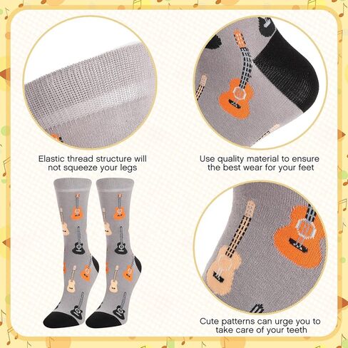 Vicenpal 4 Pairs Guitar Socks Men Music Dress Socks Novelty Crew Socks, Music Lover Christmas Birthday Gifts for Women Men in Saudi Arabia