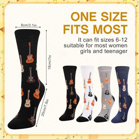 Vicenpal 4 Pairs Guitar Socks Men Music Dress Socks Novelty Crew Socks, Music Lover Christmas Birthday Gifts for Women Men in Saudi Arabia