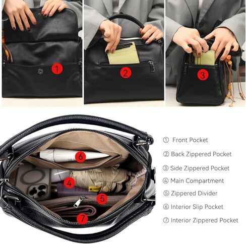 Womens Genuine Leather Handbags Satchel Bags for Women Crossbody Purse Tote Bags Ladies Real Leather Bags in Saudi Arabia