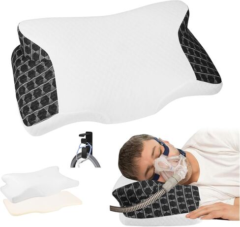 وسادة عنق الرحم CPAP لتخفيف آلام الجانب والظهر - تقليل تسرب الهواء وضغط القناع من أجل نوم أفضل - تتضمن حامل خرطوم CPAP - تجنب تشابك الخراطيم وإبقاء الخرطوم بعيدًا عن الأرض in Kuwait