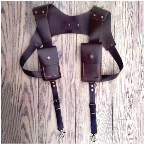 Retro PU Leather Double Shoulder Pouch, Men's Retro Strap Hidden Underarm Bag, Armpit Bag Holster Bag Anti Theft Wallet Outdoors Mobile Phone Holster Bag, Cosplay Costumes Accessories in Saudi Arabia