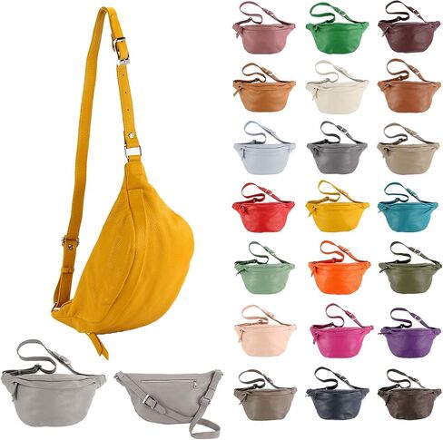 T77 - Italian hip bag, bum bag medium made of soft leather in Saudi Arabia