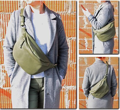 T77 - Italian hip bag, bum bag medium made of soft leather in Saudi Arabia