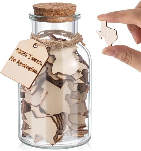 مجموعة هدايا بطابع تكساس، برطمان شفاف من تكساس بوزن 5 أونصة مع 60 قطعة من القطع الخشبية على شكل دولة DIY، هدايا تذكارية صغيرة مضحكة غير مكتملة من الخشب المزخرف للأصدقاء للمنزل والمكتب والأحداث in Kuwait