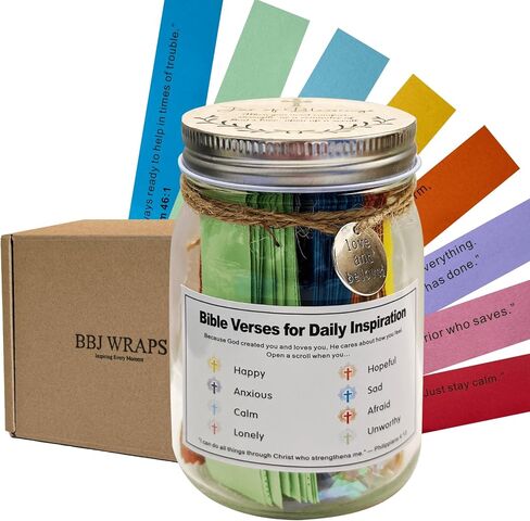 BBJ WRAPS Bible Verse Jar, Read Me When Bible Verses Jar For Daily Encouragement, Inspirational Prayer & Reflection, Christian Gifts For Women and Men, Religious Birthday Gifts For Her, Gift For Mom in Kuwait
