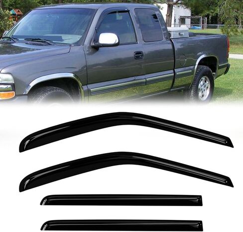 Rain Guards Compatible with Chevy Silverado/GMC Sierra Crew Cab 2001-2007 for Car Windows 2002 2003 2004 2005 2006 4PCs Side Wind Deflectors in Kuwait
