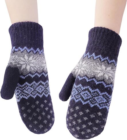 Winter Gloves for Women Knitting-Mittens Cold Weather Acrylic Knit Warm Thermal Fleece Lining Glove S/M in Saudi Arabia
