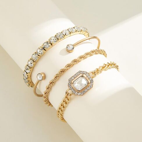 Layered Bracelet Set for Women Gold Bracelets Cuff Accessories Stack Bracelets Gold Jewlery in Saudi Arabia