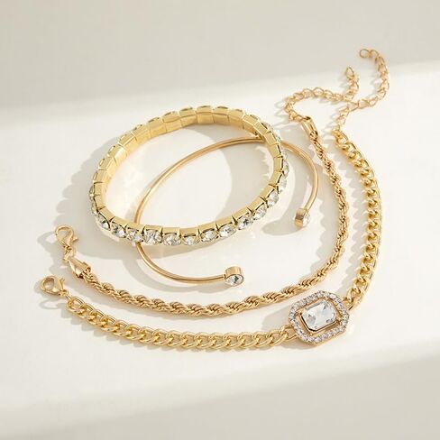 Layered Bracelet Set for Women Gold Bracelets Cuff Accessories Stack Bracelets Gold Jewlery in Saudi Arabia
