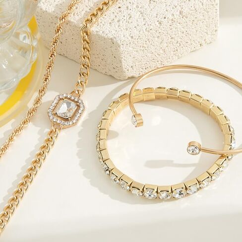 Layered Bracelet Set for Women Gold Bracelets Cuff Accessories Stack Bracelets Gold Jewlery in Saudi Arabia
