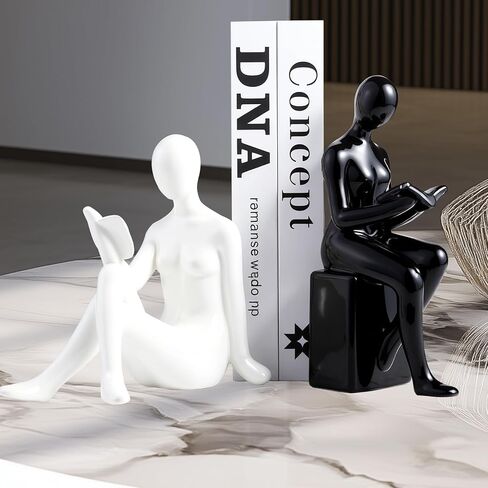 Decorative Bookends,Ceramic Statue Book Ends,Home Office Modern Bookends,Decor Aesthetic Reading Book Holders for Bookshelf,Bedroom Living Room Decoration Unique Bookends (Silver) in Saudi Arabia