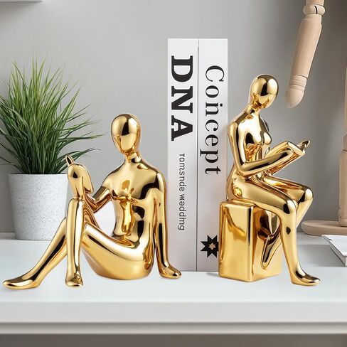 Decorative Bookends,Ceramic Statue Book Ends,Home Office Modern Bookends,Decor Aesthetic Reading Book Holders for Bookshelf,Bedroom Living Room Decoration Unique Bookends (Silver) in Saudi Arabia