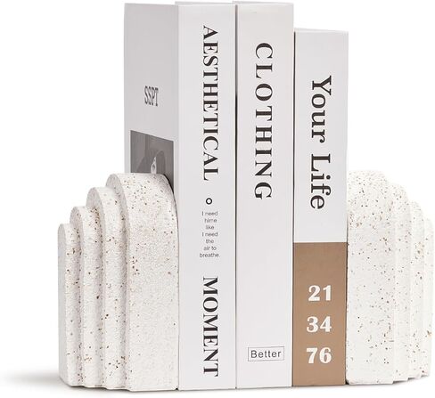 نهايات الكتب شديدة التحمل للأرفف مجموعة من 2، نهايات زخرفية حديثة للكتب الثقيلة، سدادات كتب ديكور من الراتنج الجمالي، نهاية كتاب بيضاء لديكور المنزل والمكتب in Kuwait