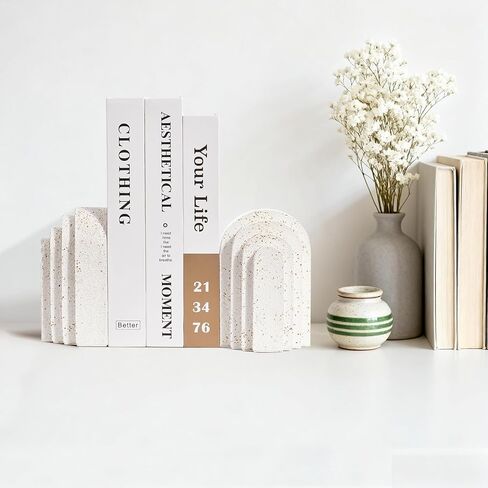 نهايات الكتب شديدة التحمل للأرفف مجموعة من 2، نهايات زخرفية حديثة للكتب الثقيلة، سدادات كتب ديكور من الراتنج الجمالي، نهاية كتاب بيضاء لديكور المنزل والمكتب in Kuwait