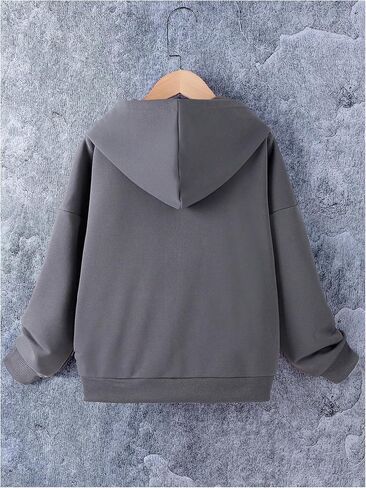 سويت شيرت سويت شيرت بغطاء للرأس بسحاب للفتيات من SweatyRocks، كاجوال بأكمام طويلة وأكتاف منسدلة مع جيوب in Kuwait