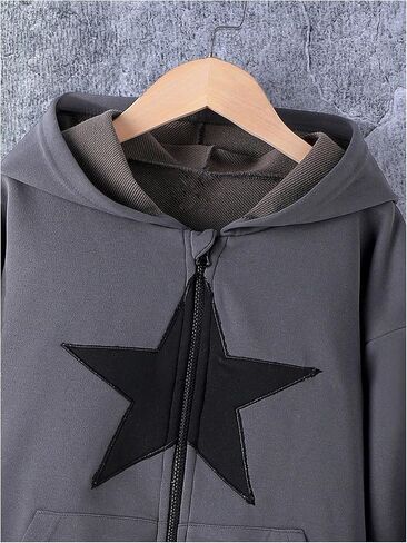 سويت شيرت سويت شيرت بغطاء للرأس بسحاب للفتيات من SweatyRocks، كاجوال بأكمام طويلة وأكتاف منسدلة مع جيوب in Kuwait