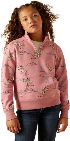 ARIAT Girls' Bronc Scene 1/4 Zip Sweatshirt in Saudi Arabia