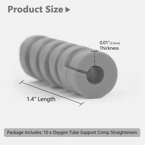 10 Pcs Oxygen Tube Support Crimp Straightener for Hose Tubing, Prevents Kinks & Bends in Oxygen Lines, O2 Concentrator Accessories (Grey) in Saudi Arabia