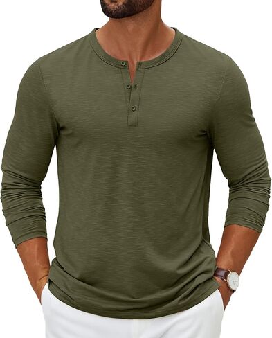 COOFANDY Men's Henley Shirts Long Sleeve Casual Pullover T-Shirt Fashion Basic Button Shirts in Saudi Arabia