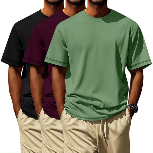 Neer 3 Pack Big and Tall Shirts for Men L-7xl, Short Sleeve Men Crewneck Tops Loose Casual Large T-Shirts Summer Basic Tee in Saudi Arabia