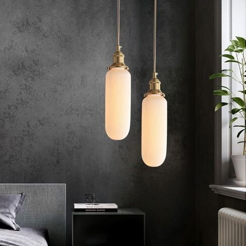LNPTAL Long Linear Mid Century Modern Chandelier, Gold Milk/Frosted Glass Pendant Light Bar, Vintage White Farmhouse Hanging Lamp for Kitchen Island and Dining Room in Saudi Arabia