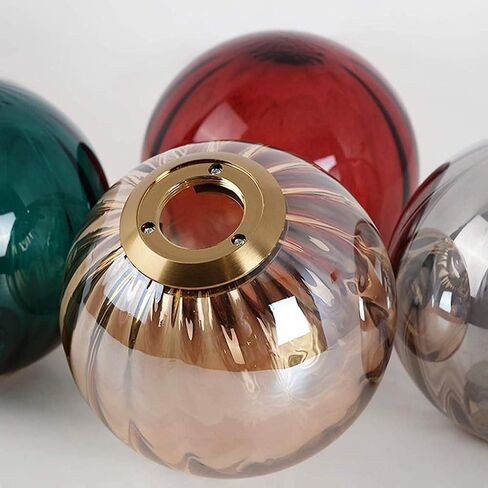 LNPTAL 3 Light Mid Century Modern Pendant Light, Gold Hand Blown Amber Glass Globes Cluster Chandelier, Vintage Farmhouse Ceiling Lamp for Kitchen Island, and Dining Room in Saudi Arabia