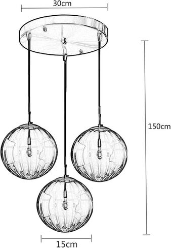 LNPTAL 3 Light Mid Century Modern Pendant Light, Gold Hand Blown Amber Glass Globes Cluster Chandelier, Vintage Farmhouse Ceiling Lamp for Kitchen Island, and Dining Room in Saudi Arabia