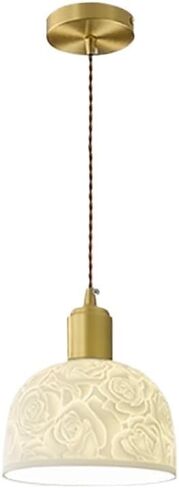 LNPTAL Modern Ceramic Dome Pendant Light, Brushed Brass Vintage Farmhouse Hanging Lamp, Ceramic Hardware Ceiling Chandelier for Dining Room, Living Room, and Bedroom in Saudi Arabia