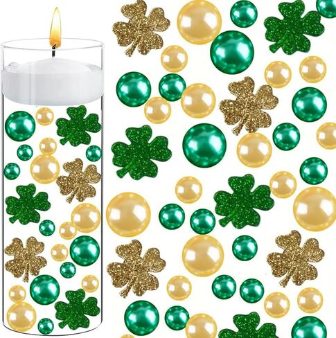 106 قطعة من حشو مزهرية عيد القديس باتريك باللون الأخضر اللامع لتزيين المزهريات لحشو المزهريات لتزيين الطاولة المركزية (ذهبي) in Kuwait